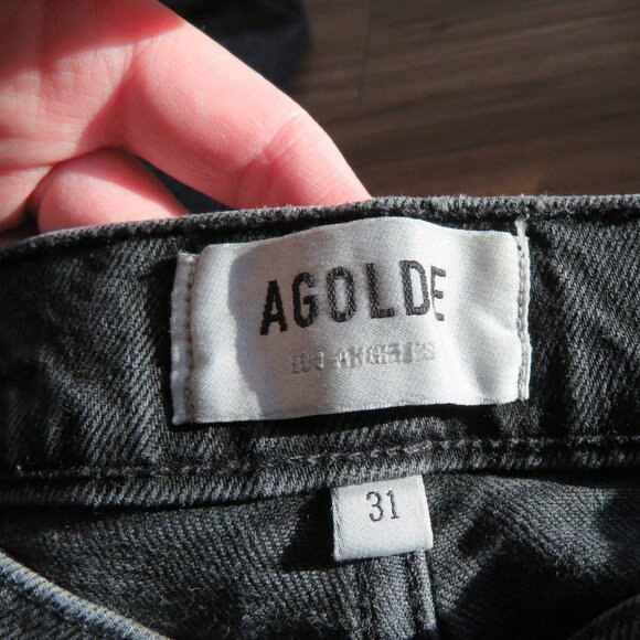 AGOLDE Riley High Rise Straight Crop (Stretch) Jeans in Panoramic Black Size 31 - Picture 13 of 14